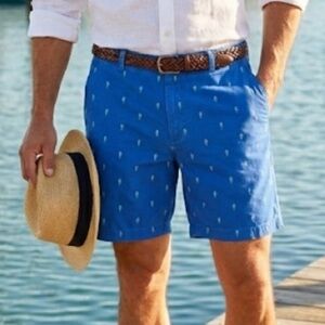 BOCA CLASSICS Bermuda Coastal Shorts Flat Front Blue Seahorse Print Casual 38 W